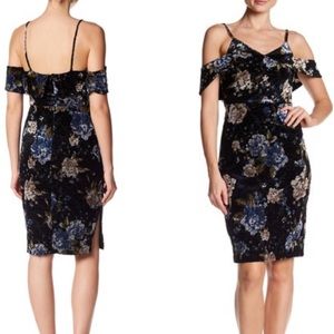 Velvet Floral Black Dress NWT
